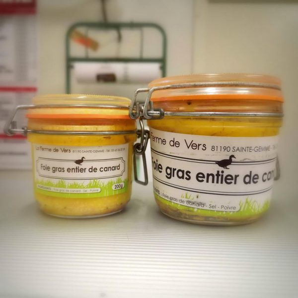 2 verrines de foie gras de canard entier (produit de la ferme de Vers)